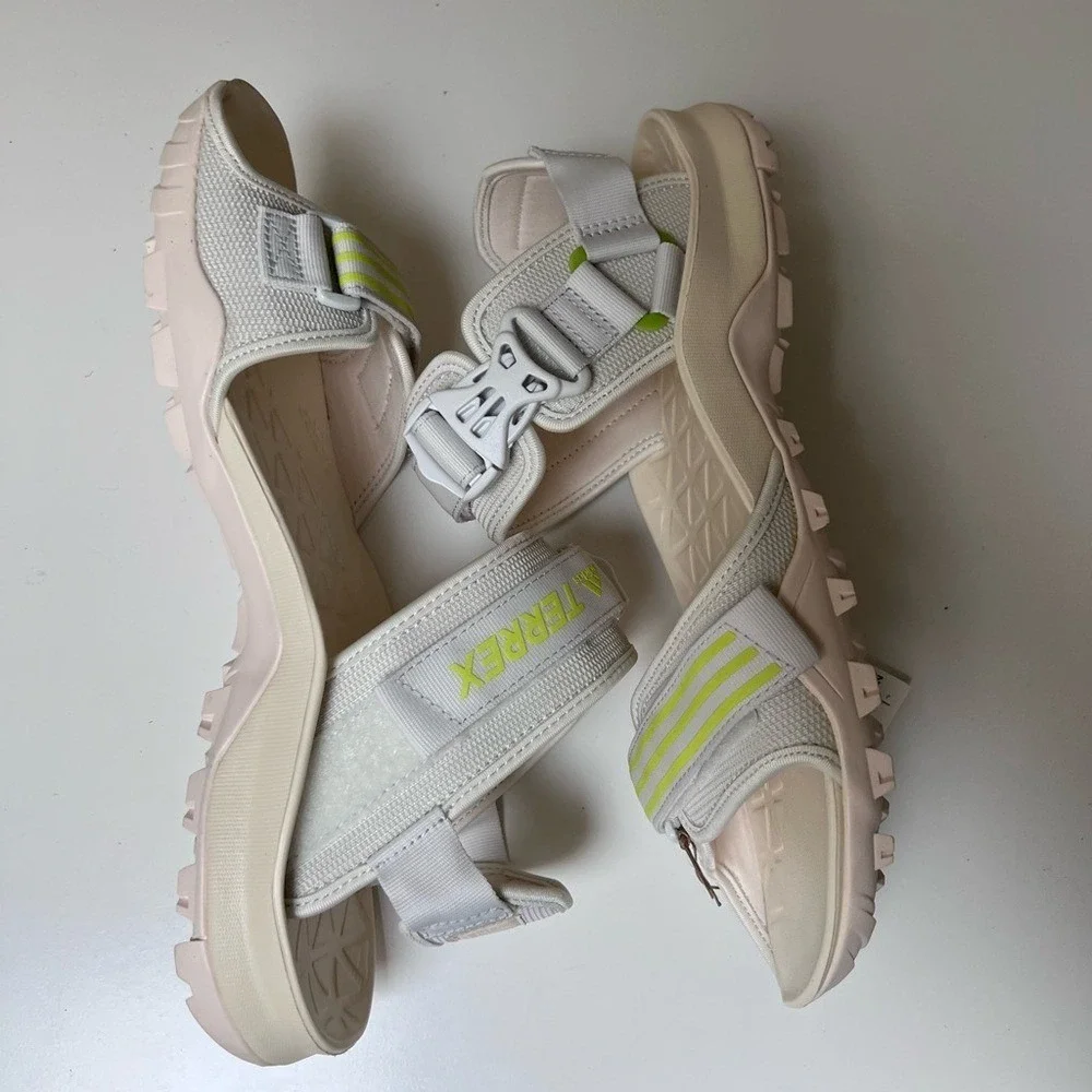 Adidas Terrex Cyprex Ultra DLX Sandals Wonder White Pulse Lime GZ9208 Mens 10